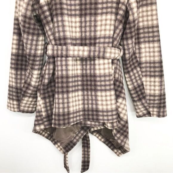 Maurices Brown Cream Plaid Drape Wrap Jacket NEW - Picture 8 of 16